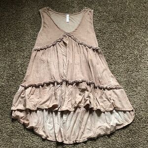 Sleeveless Ruffled Cotton Tunic